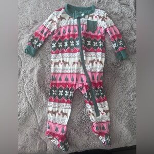 Hatley Pink & Green Holiday Footie Pajamas